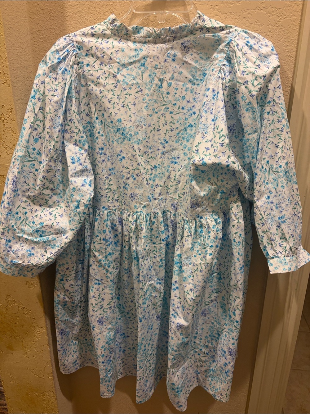 ZARA Blur Flora Ruffle Tie-Neck Babydoll Mini Dress size Small - Picture 5 of 6